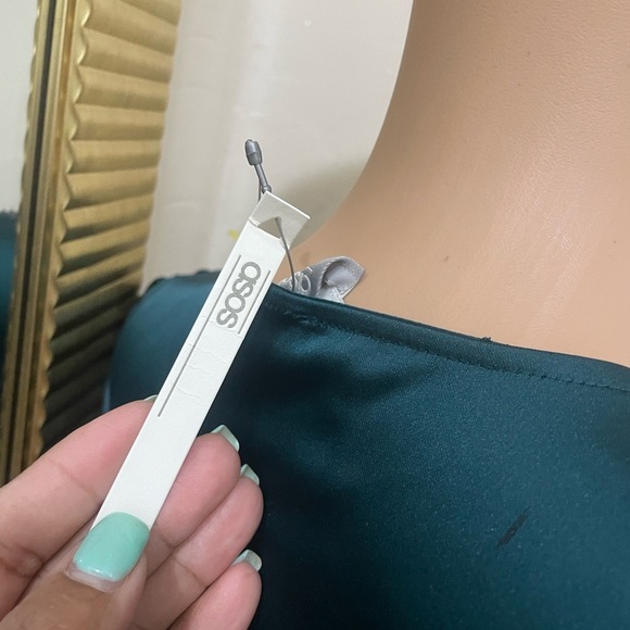 ASOS Deep Green Wrap Blouse with Buckle - Picture 2 of 11